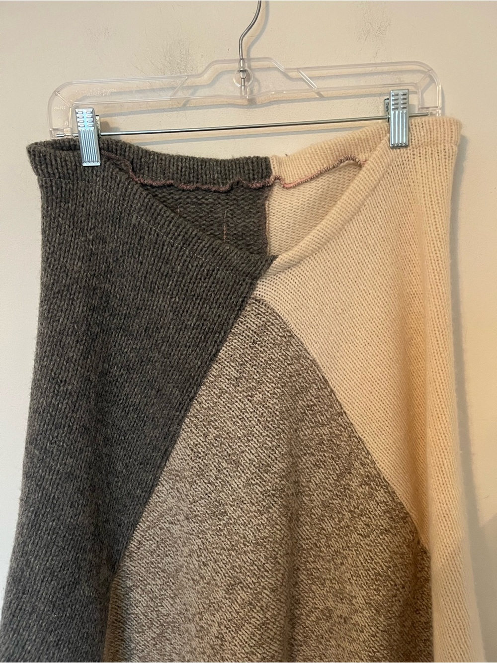 Honeybea Handmade Patchwork Knit Poncho Wrap Upcycled OOAK Boho Fireside Layer - Picture 3 of 7